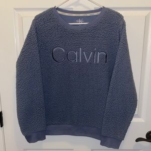 Calvin Klein Blue Crewneck Sherpa NWT